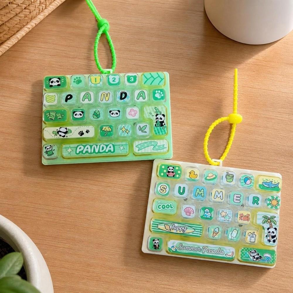 Panda 26 Keys Keyboard Keychain Cartoon Keyboard Clicker Keychain Backpack Decor