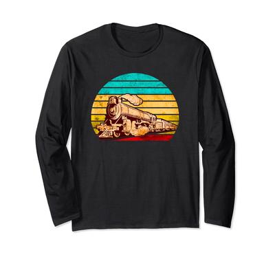 Lustiges T-Shirt, Eisenbahn, Dampflokomotive, SL, Lustiges T-Shirt, Vintage, Retro, Zug-Otaku, Herrenartikel, Langarm-T-Shirt