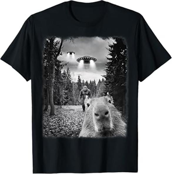 Surreal Capybara & Bigfoot Graphic Tee 2XL