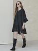 Avang Ethnic Shirring Strap Dress - Black