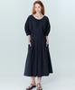 Opening Sunshine Balloon Shirred Pleated Dress Black