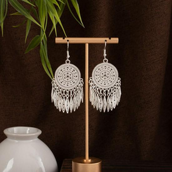 Miao Silver Tassel Earrings: Ethnic Style, Fashionable Exaggeration, Light Luxury Design