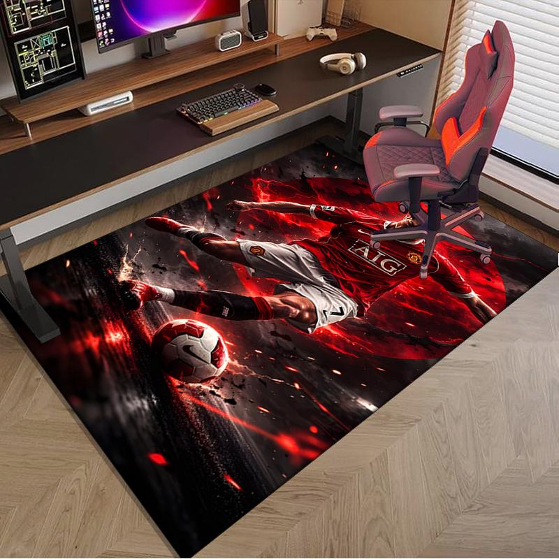 1PC Man United Soccer Action Rug Game Carpet, Floor Mat for Bedroom Living Room Entryway Rug, Home Decor Idea Gift for Christmas birthday