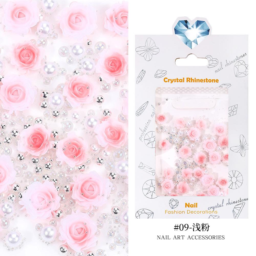 

Rose Nail Art Trinket Three-Dimensional Flower Resin Size Pearl Steel Ball Mixed