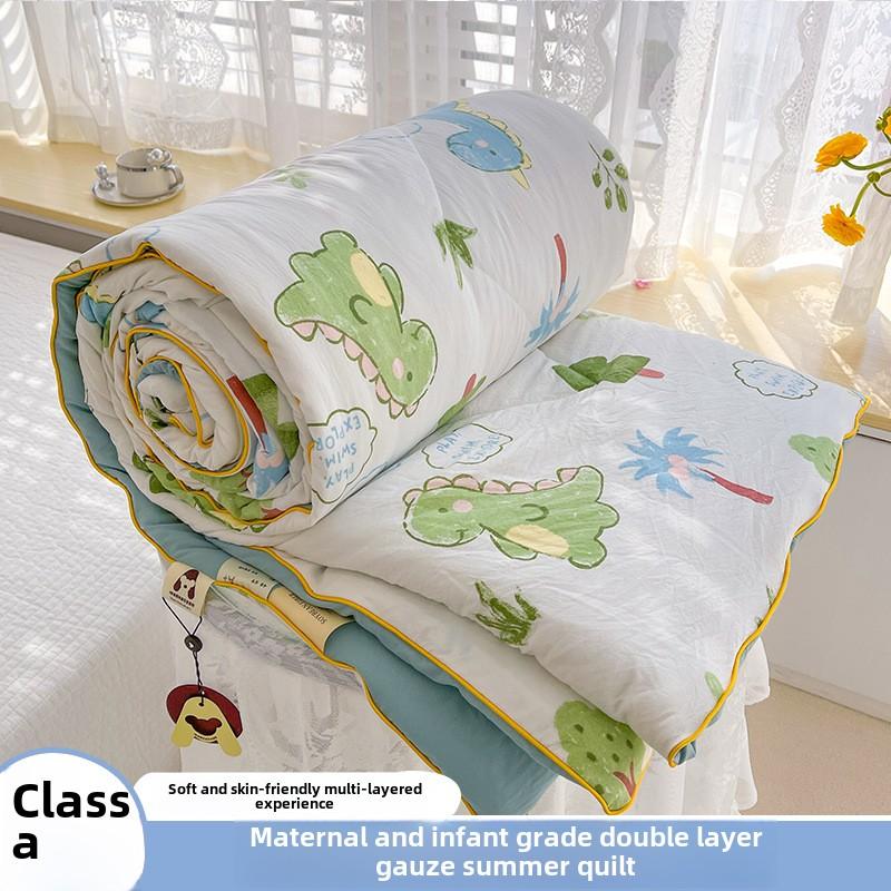Bezpieczny dla dziecka bawełniany muślin podwójny, lekka letnia kołdra z włókna sojowego, klimatyzacja, można prać w pralce, prezent pościelowy