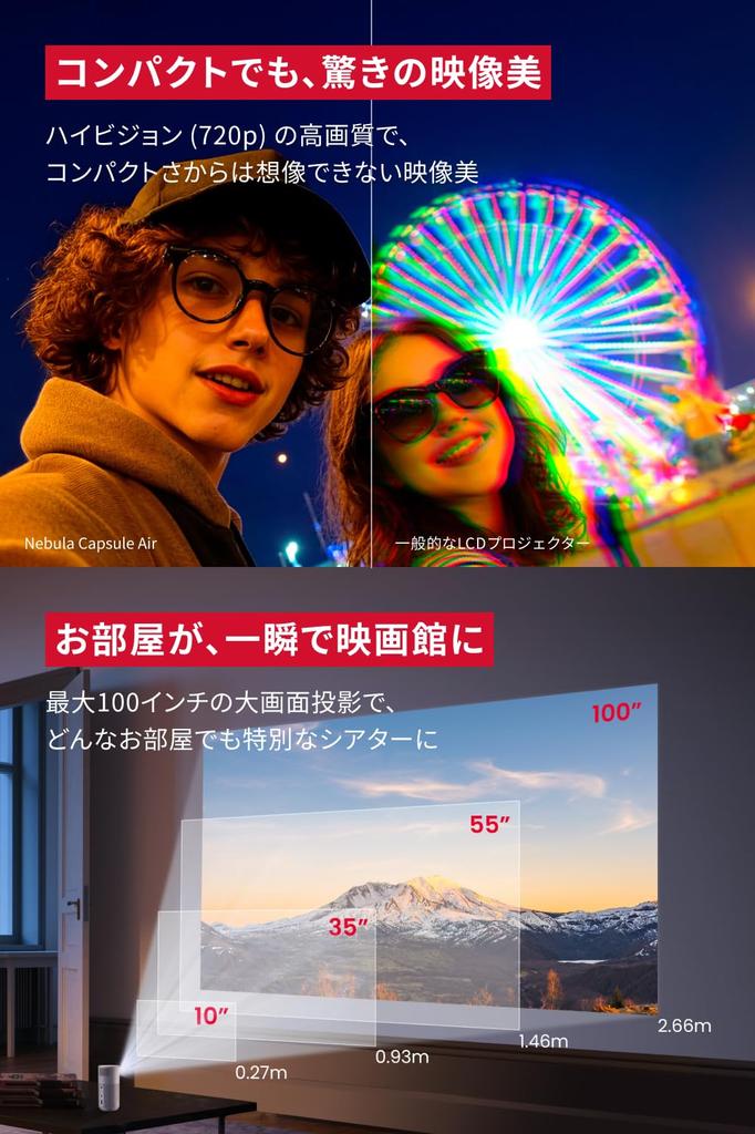 Anker Nebula Capsule Air Smallest Mobile Projector with Google Netflix 150 ANSI Up To Automatic Keystone Home Ceiling Up To (World's TV)