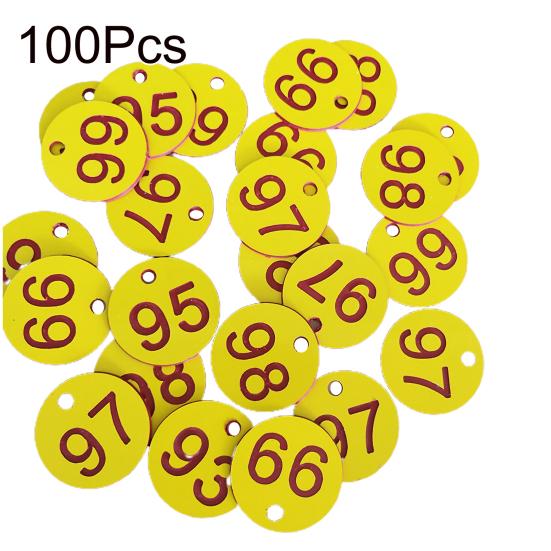 

100 шт. водонепроницаемая идентификационная бирка для улья с круглой нумерацией 1-100, этикетка для пчеловодства жёлтый