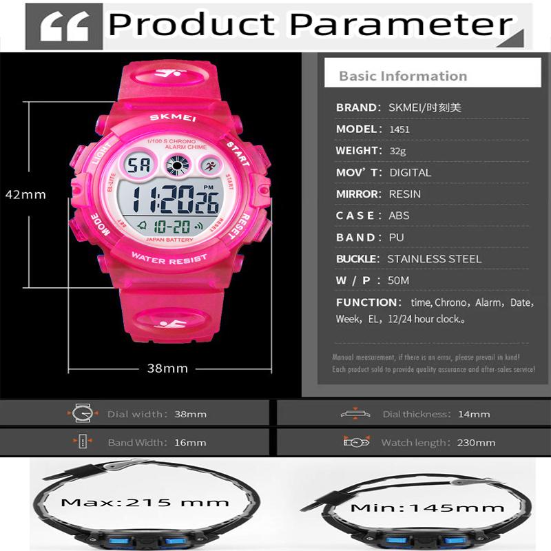 SKMEI Brand Waterproof Children Sports Watches For Girl Boys Fashion Digital LED Electronic Clock Student Kids Wristwatches