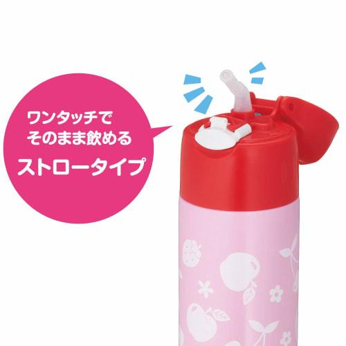 Thermos Water Bottle Vacuum Insulated Straw Bottle 400ml Pink Red Cold Storage Only FHL-402F PK-R