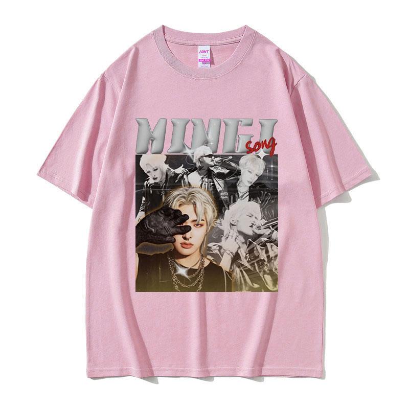 T-shirt Grafica Coreana Ateez MINGI Unisex Hip Hop Retro Moda Manica Corta T-shirt Casual Oversize Cotone Streetwear