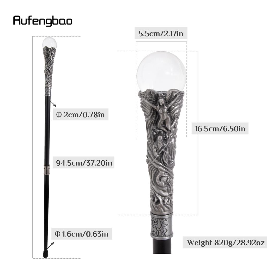 Dragon Claw Hold Glass Transparent Ball Cane Fashion Decorative Walking Stick Gentleman Elegant Cosplay Cane Crosier 94cm