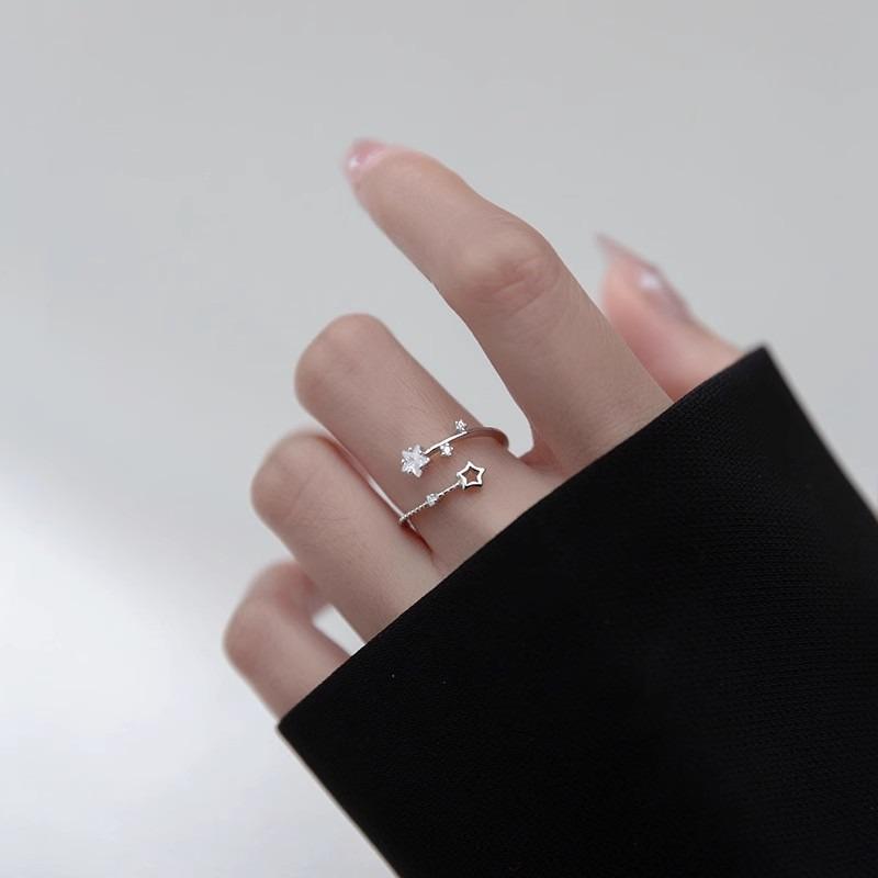 Meteor Moon Micro Set Ring - Women's Open Adjustable Luxury Zirconia Star Personalized Cool-Style Finger Ring
