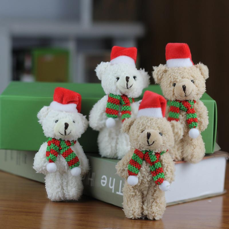 Adorable Christmas Bear Ornament Plush Toy Accessory With Scarf And Bag Charm