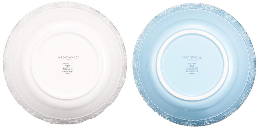 [Officially Imported] Wedgwood Festivity Pair Bowls, 15cm, Ivory and Blue, Wedding Gift, 1053887