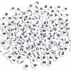 100Pcs 7mm Black White Acrylic Alphabet Beads Flat Round Loose Spacer Letter Beads For DIY Craft Bracelet Supplies Wholesale