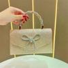 Women's Glitter Gold Silver Black Chain Crossbody Bag; Luxurious Rhineste Bow Evening Handbag and Clutch