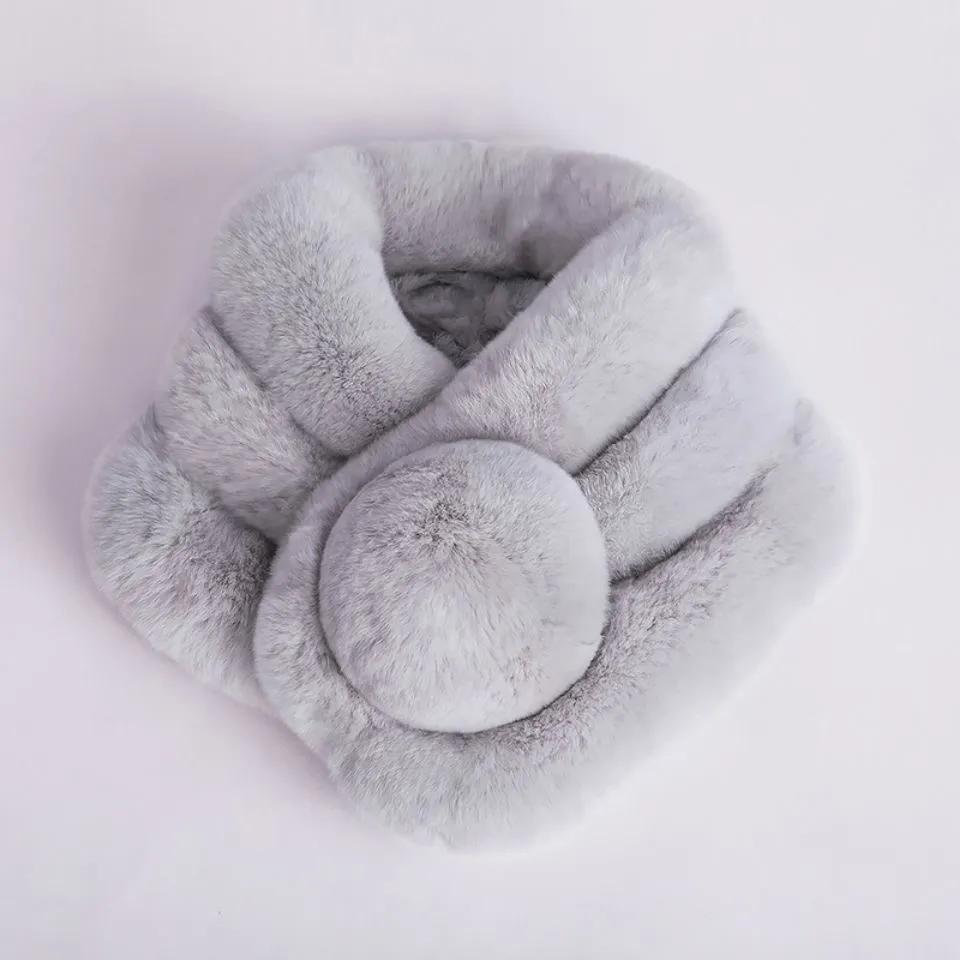 Kvinners pelsskjerf Vinter Ekte pelsskjerf Fake Collar Varmhals Pompoms