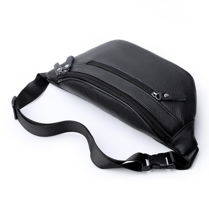 Leather Waist Bag for Men Casual Crossbody Fanny Pack with Adjustable Belt