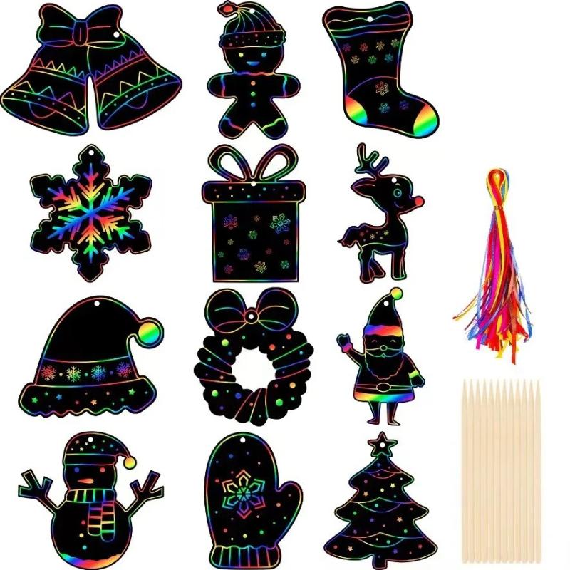 36 STÜCKE Weihnachten DIY Magische Farbe Regenbogen Rubbelpapier Kinder Spielzeug Buntes Kunst Malpapier Party Dekorationen für Kinder