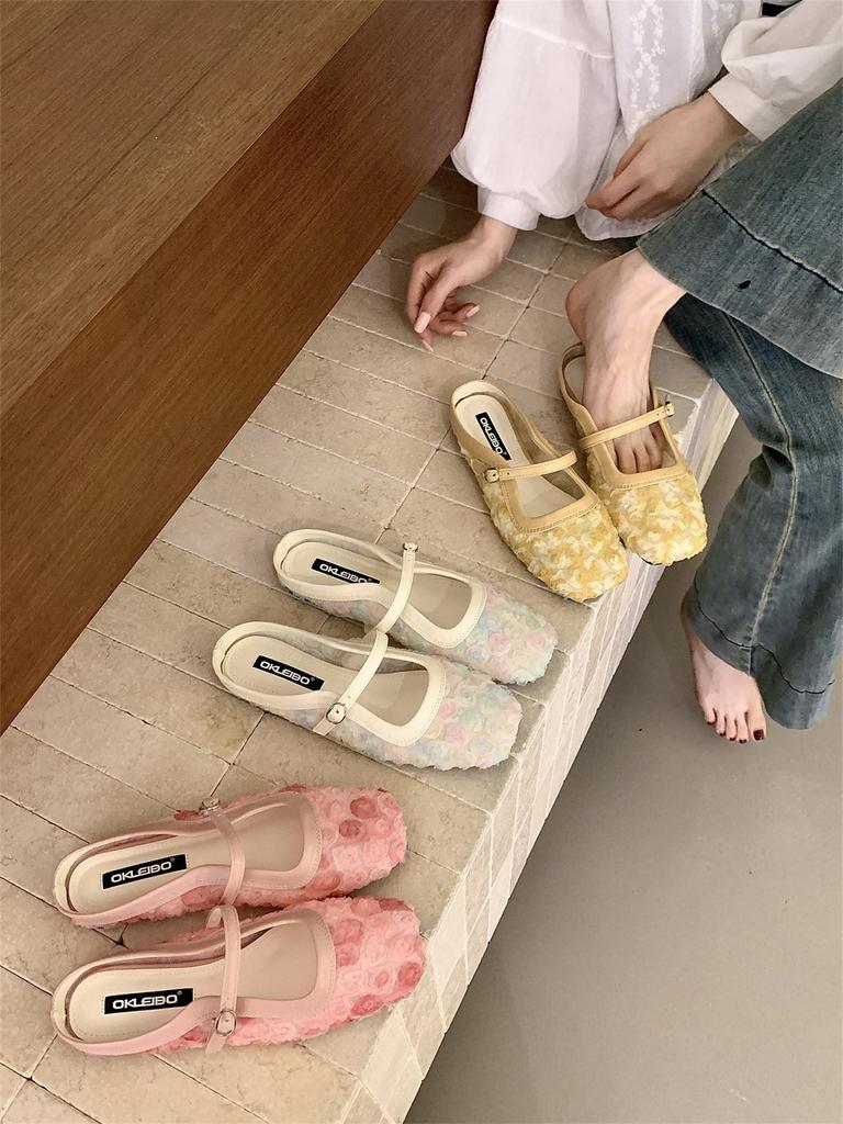 French Gentle Matching Skirt Fairy Muller Tug Women'S Shoes Spring And Summer Soft Sole Outer Wear Baotou Half Slippers