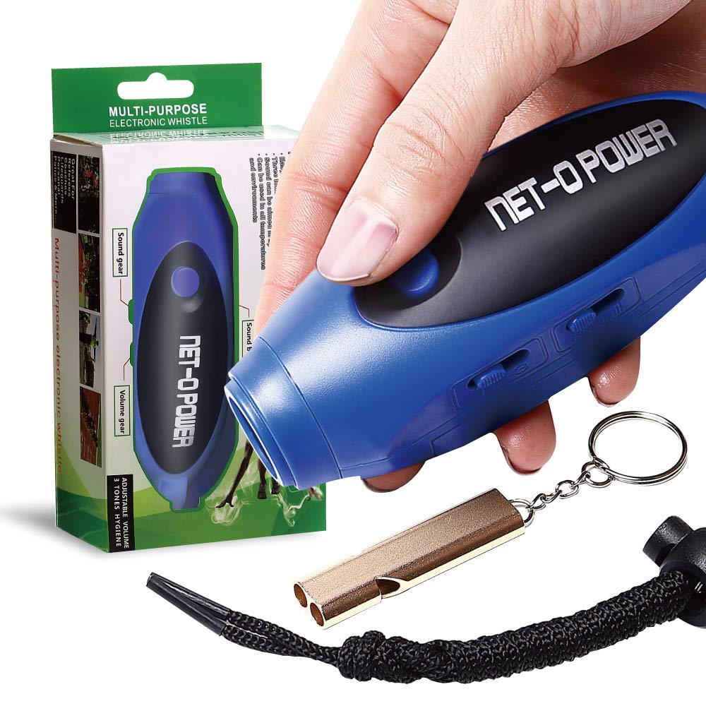 NET-O Electronic Whistle [3 Levels, 3 Whistle Sounds] New Model, Includes AAA Battery (Blue)