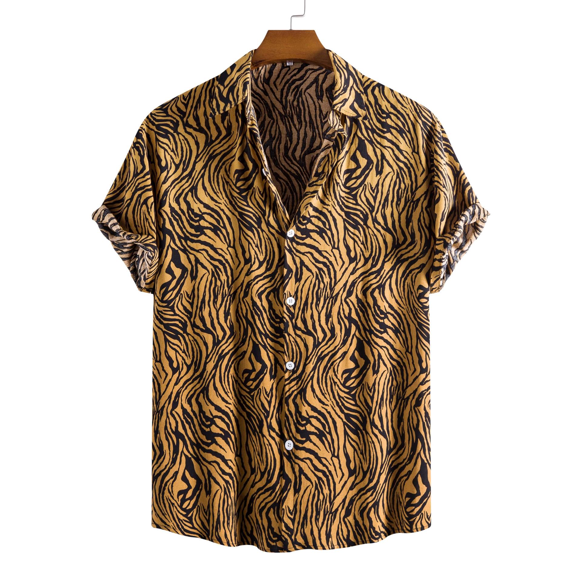 2026 Southeast Asia Men s Zebra Print Beach Shirt S