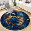 1pc Blue Roses Stained Glass Office Round Area Rug, Indoor Mat Suitable ForOffice, Under Office Chairs Bedroom Living Room Home Decor, Room Deco,  N63