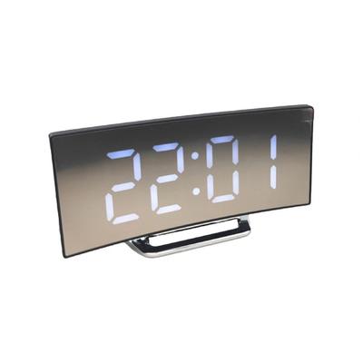 Digitální chytrý budík z ABS materiálu, obdélníkové, s USB nabíjením, elektrické hodiny, zakřivené LED zrcadlové hodiny, dekorativní stolní hodiny