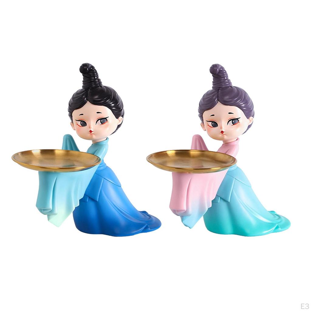 Chinese Style Serving Tray Figurine Sculptures Jewelry Trinket Statues for Home Table Decor Cookie