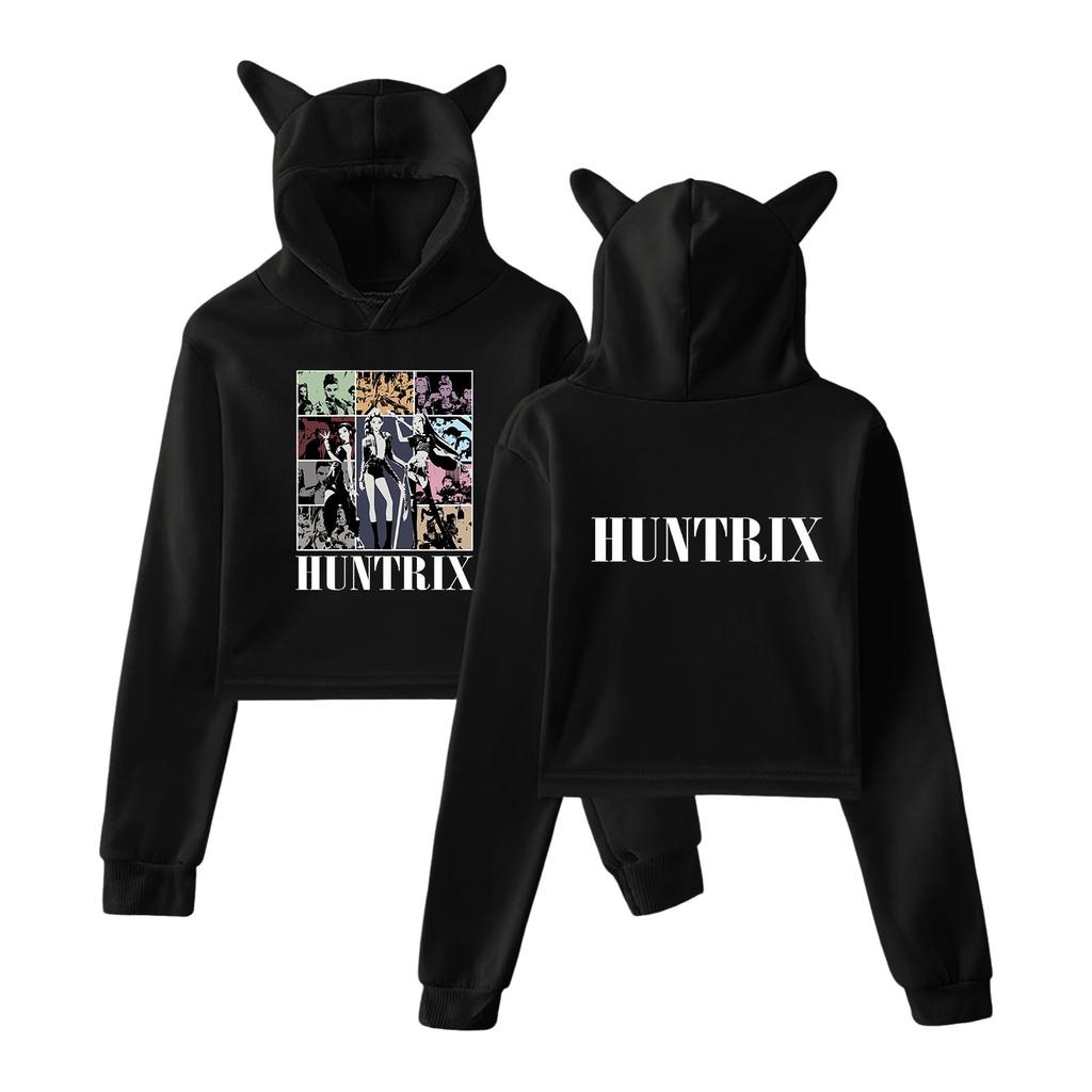 KPop Demon Hunters 2025 Merch Hoodies Sweatshirt for Girls Cat Ear Crop Pullover Casual Clothes