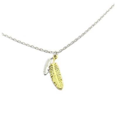 [P6969] - Handmade Silver-gold 'Boho' Necklace - 15x7 Mm