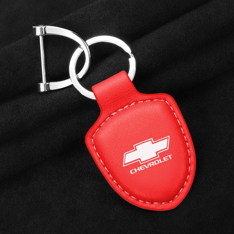 AABHN1 Car Shield Leather Keychain Key Ring Pendant Holder Gift for Chevrolet Accessories