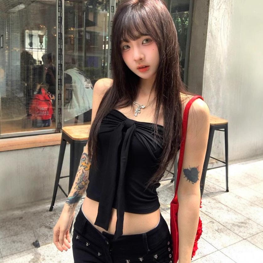 Summer ins pure desire sexy bow lace-up tube top women's summer slim-fitting slim-looking bottoming chest-wrapped top