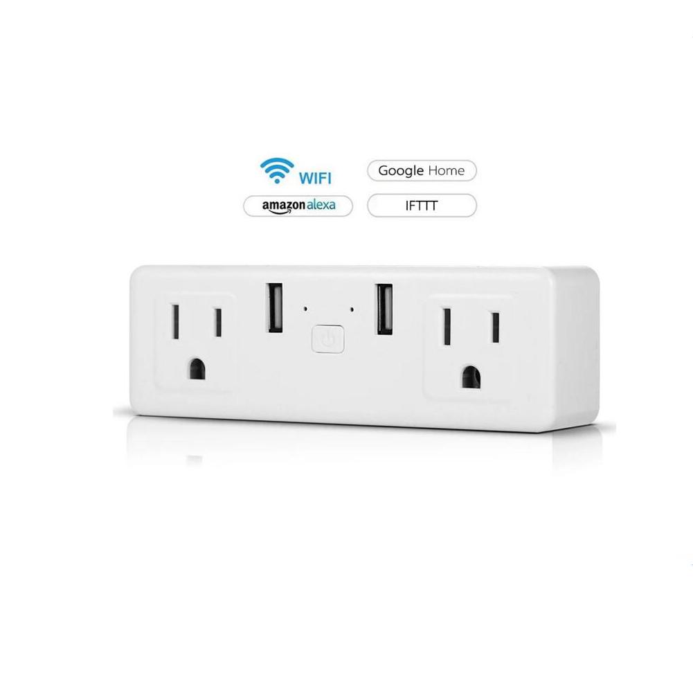 2-in-1 Smart-Stecker Wi-Fi Mini-Steckdosen Intelligente Steckdosen Kompatibel mit Amazon Alexa US-Vorschriften
