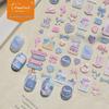 Tomoni 3D Embossed Cute Nail Art Stickers - Sweet Denim Beach Designs
