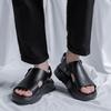Fashion Men Sandals Summer 2025 New Casual Leather Outdoor Walking Shoes Non-slip Open-toe Platform Sandals Comfy Soft Roman Slides