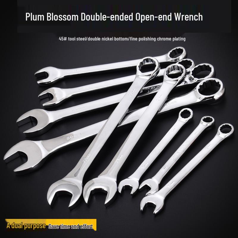 Dual-Use Wrench Set: Fixed & Combination (Sizes 6-14 | Open-End 8-32mm) 6MM dual-use open-end wrench