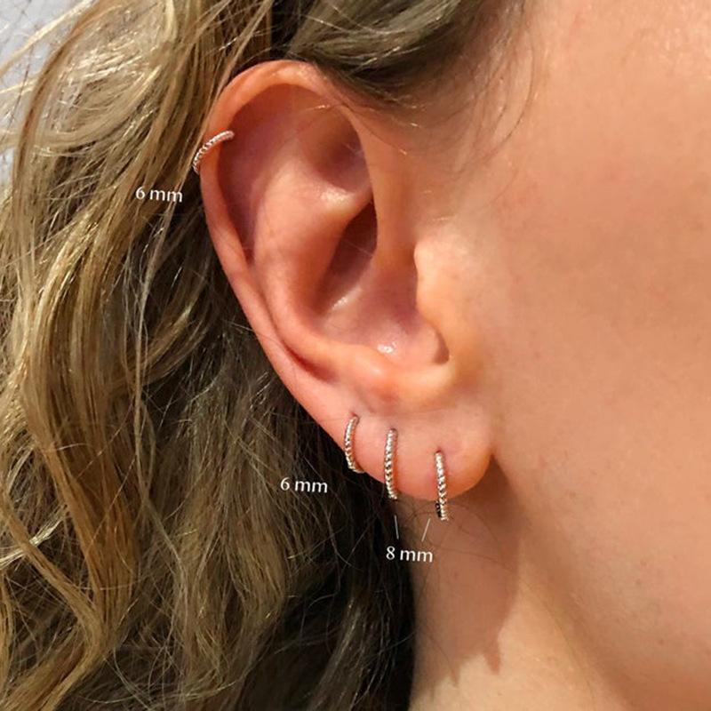 Basic Twist S925 Sterling Silver Hipster Twist Rope Circle Earrings Earrings Earrings Ear Buckle Versatile 18K Gold Jewelry