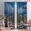 2pcs,2D Plane Printing Curtain Popular Christmas Tree Village Snow Scene_a (2) Versatile Polyester Fabric (without Rod) Festive