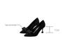 2025 Spring/Autumn Black Bow Low Heel Stiletto: French Pointed Toe Women's High Heels.