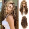 European American Wigs Women African Small Curl Long Chemical Fiber Headgear Gray Gold Partial Wig