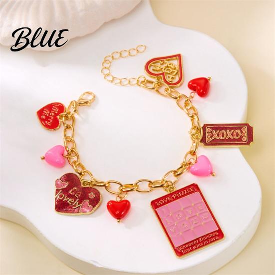 Alloy Bracelet Valentine Day Rose Flower Heart Letter Romantic Gift