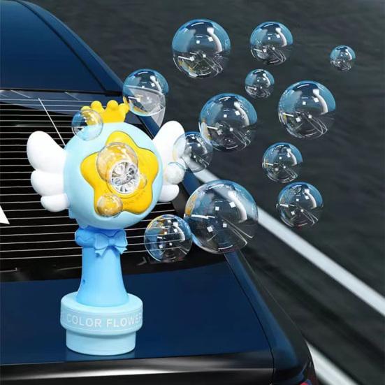 Sunflower Car Bubble Machine Rechargeable Automatic Bubble Blower Remote-controlled Bubble Maker with LED Lights for Weddings Parties