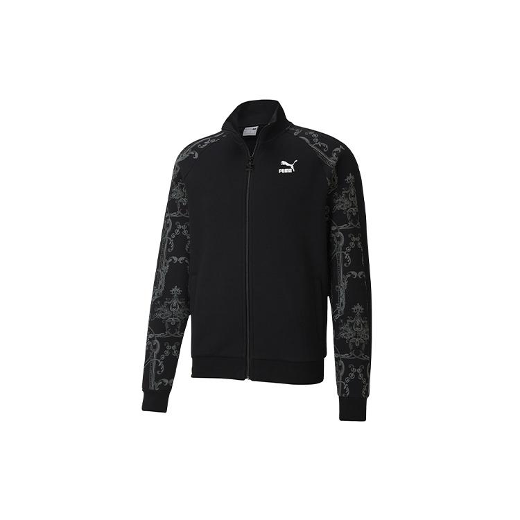 PUMA Luxe Aop Track Full-zip Printing Casual Zipper Stand Collar Sports Knit Jacket Black Gray Men s 530310-51 XS