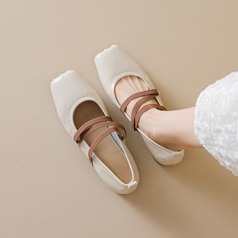 New Style of Women's Ballet Shoes with Thick High Heels and A Shallow Opening