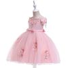 2024 One-Shoulder Puffy Princess Dress with Mesh Embroidery and Pearls for Girls