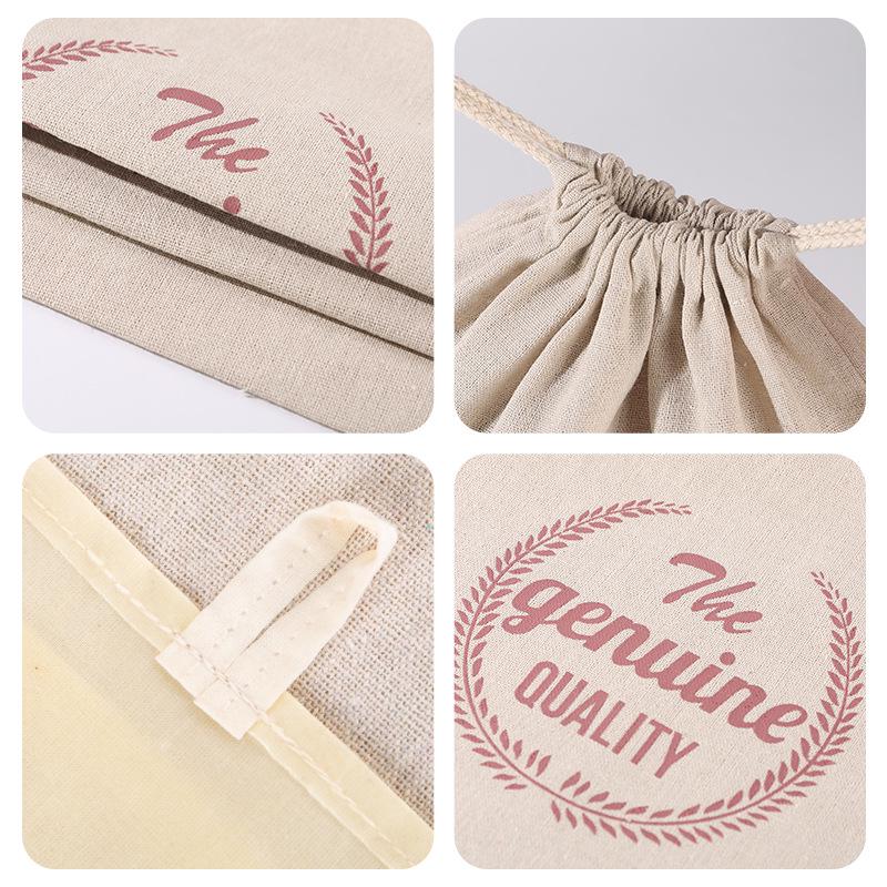 Nien Linen Beeswax Bread Bag with Detachable Inner Layer - All-Cotton, Food-Grade Drawstring Closure