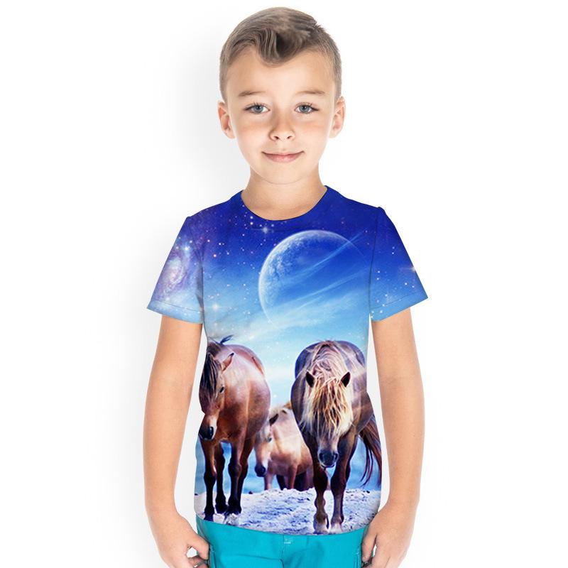 Kids T-shirt 3d Print New Animal Series 3D Digital Printed Children's Clothing Short Sleeved T-shirt Children's T-shirt