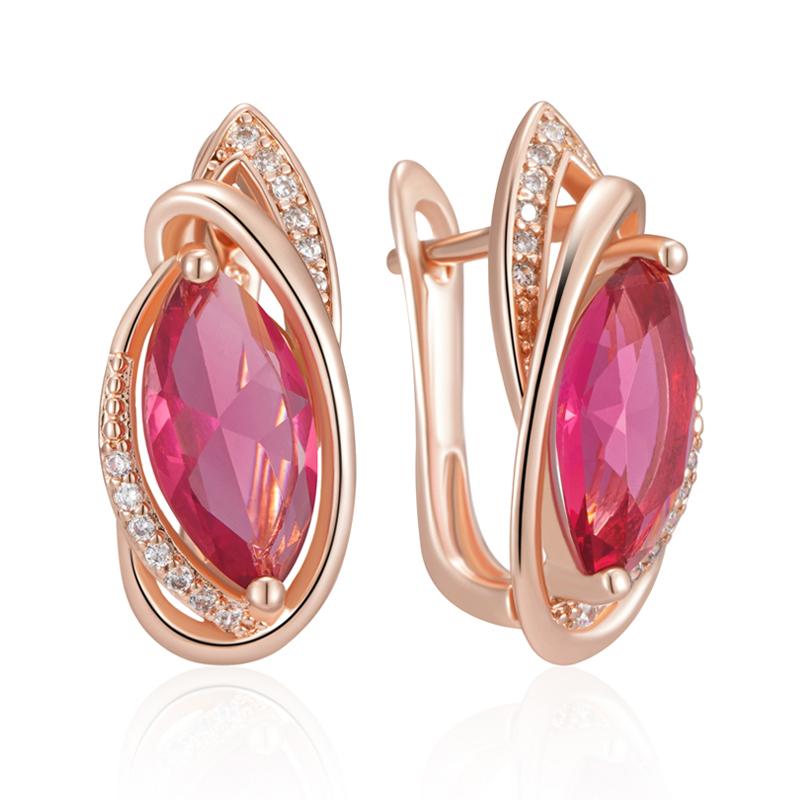 

Овальные розовые циркониевые английские серьги золотые глянцевые женские серьги винтажные модные украшения вечерние повседневные носимые аксессуары розовый