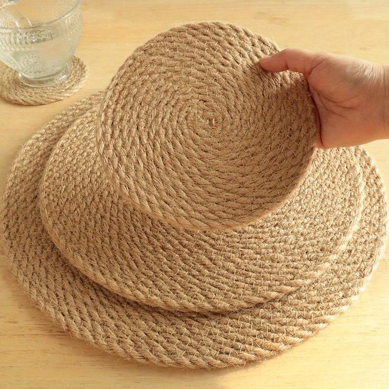 Linen Straw Insulation Mat, Dining Table Placemat, Straw Coaster, Home Mug Mat